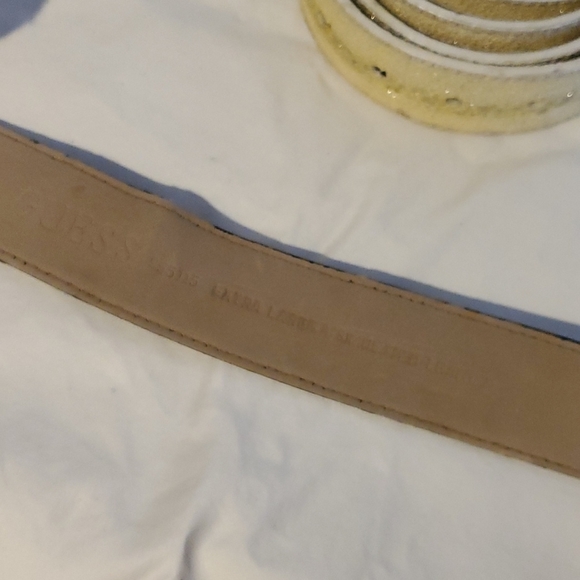 𝅺Two Guess cream and sparkle & black /silver  leather belts XL - Picture 9 of 11